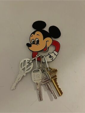 Vintage Walt Disney Productions Mickey Mouse Keychain with VW & Mail Keys